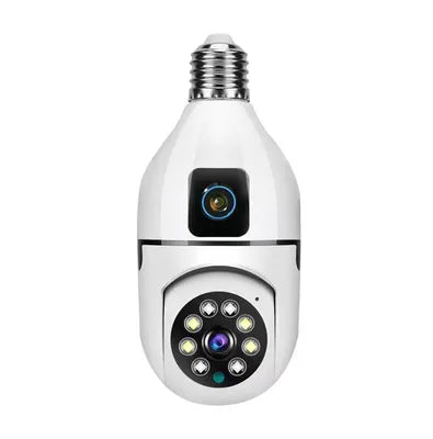 V380 Pro Dual Lens Light Bulb Camera, 4MP Wireless Indoor IP Security Camera with Night Vision, Motion Detection, and Two-Way Audio