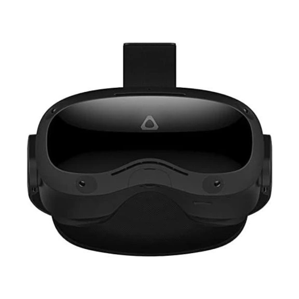 Side-profile of Vive Focus 3 headset showing frame, strap and padding