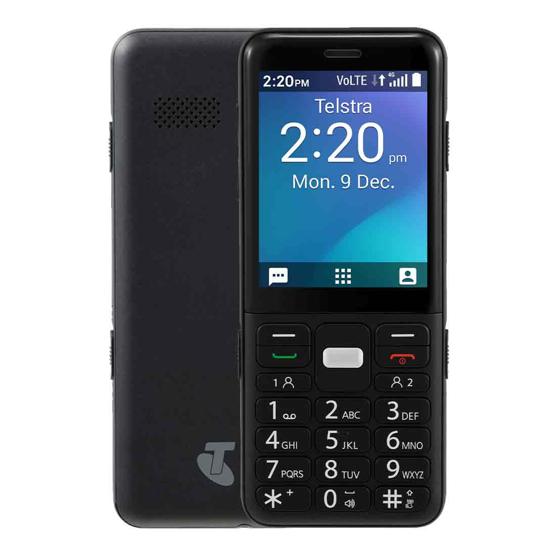 Refurbished ZTE Easycall 5 4GX Black – front view with screen off