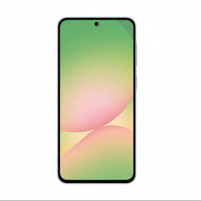 Galaxy A56 5G Awesome Olive front and back side by side showing display and color finish

