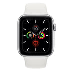 Apple Watch Series 5 44mm Silver Aluminum Case (GPS + Cellular) w/ White Sport Band - Excellent - Refurbished (AU Version)