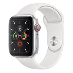 Apple Watch Series 5 44mm Silver Aluminum Case (GPS + Cellular) w/ White Sport Band - Excellent - Refurbished (AU Version)