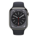 Apple Watch Series 8 45mm Stainless Steel Case w/ Midnight Sport Band GPS + Cellular - AU Version