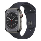 Apple Watch Series 8 45mm Stainless Steel Case w/ Midnight Sport Band GPS - Graphite - Pristine Refurbished - AU Version Apple