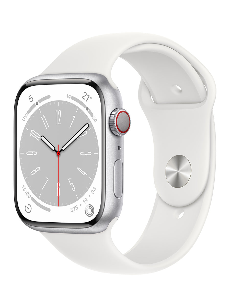 Apple Watch Series 8 45mm Silver Aluminium Case White Sport Band GPS + Cellular Smartwatch (Copy) Apple