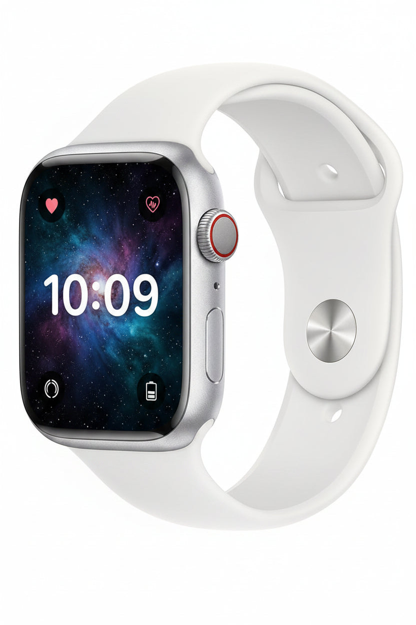 Apple Watch Series 8 45MM GPS + Cellular - Aluminium Case Silver - Sport Band White - Pristine - Refurbished Apple