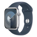 Apple Watch Series 9 41mm GPS + Cellular Silver Aluminium Case with Storm Blue Sport Band