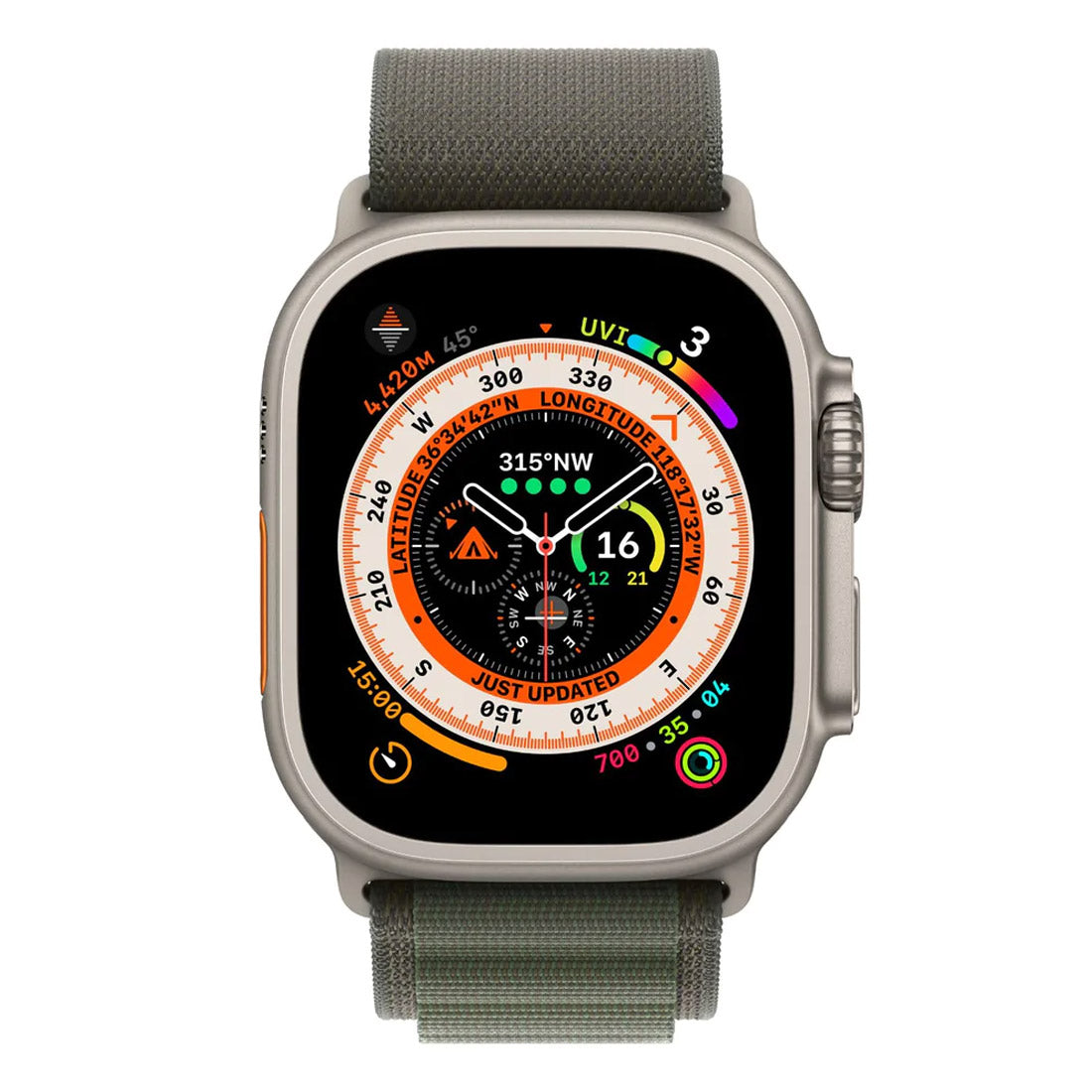 Apple Watch Ultra 49mm Titanium Case GPS + Cellular with Green Alpine Loop - Refurbished (Grade-A)