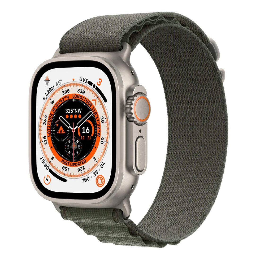 Apple Watch Ultra 49mm Titanium Case GPS + Cellular with Green Alpine Loop - Refurbished (Grade-A)