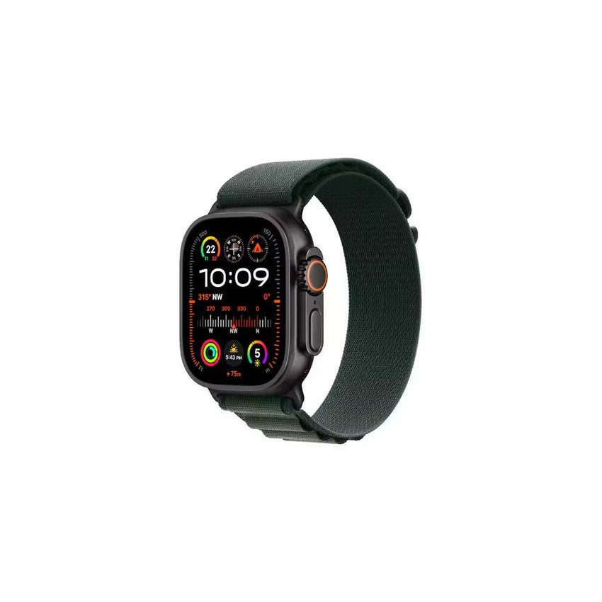 Apple Watch Ultra 2 GPS + Cellular 49mm Black Titanium Case with Dark Green Alpine Loop - Medium - AU Version