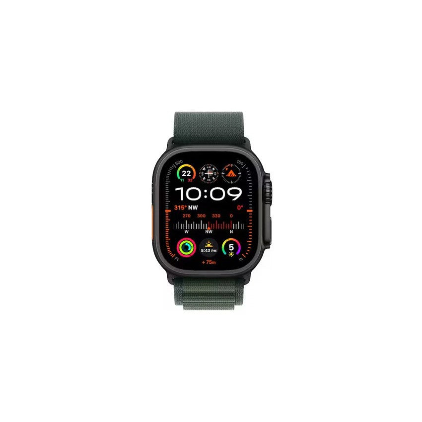 Apple Watch Ultra 2 GPS + Cellular 49mm Black Titanium Case with Dark Green Alpine Loop - Medium - AU Version
