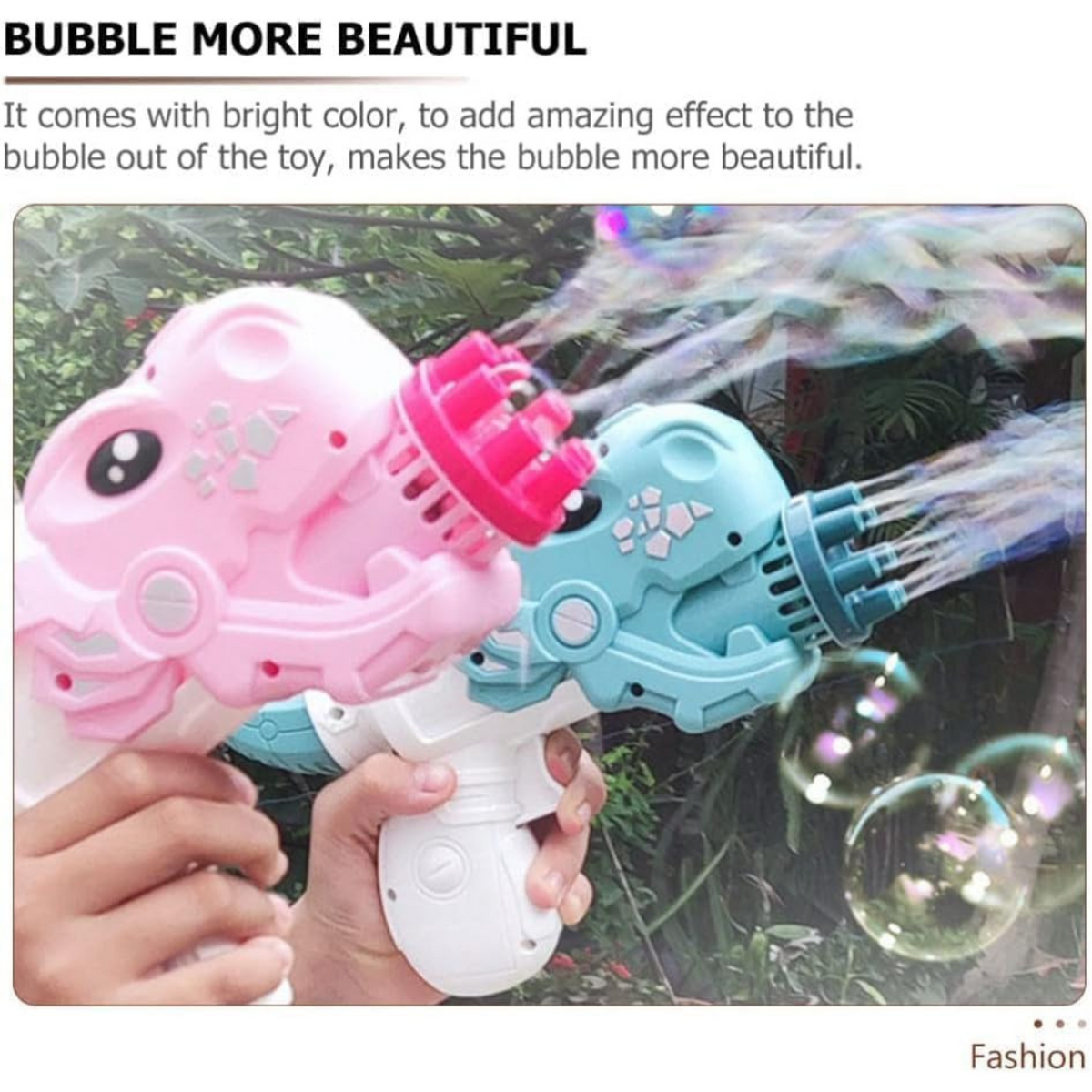 Automatic Bubble Maker for Kids - Indoor and Outdoor Party Toy (Dinosaur Bubble Gun)