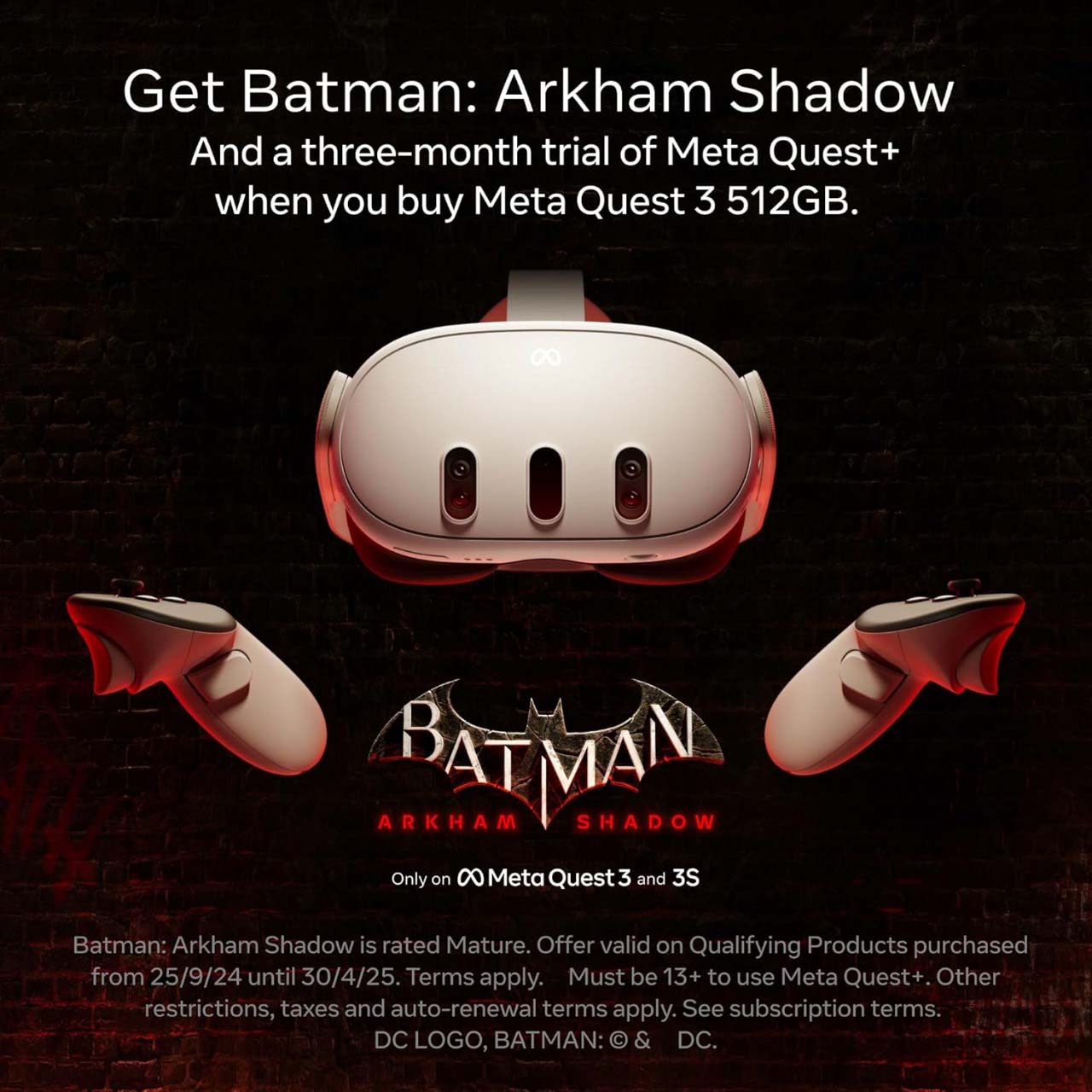 Meta Quest 3 512GB - Breakthrough Mixed Reality Headset with Batman: Arkham Shadow