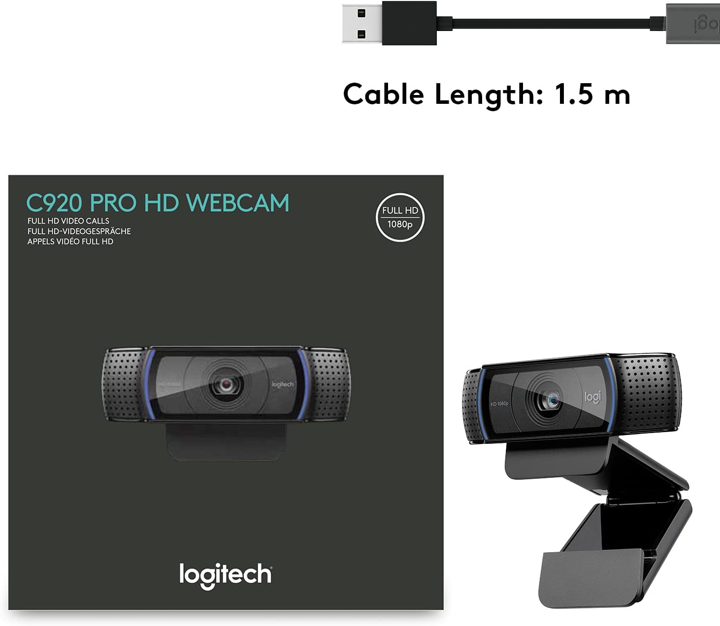 Logitech C920 HD Pro Webcam - Black