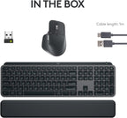 Logitech MX Keys S Combo - Performance Wireless Keyboard and Mouse with Palm Rest, Customizable Illumination, Fast Scrolling, Bluetooth, USB C, for Windows, Linux, Chrome, Mac