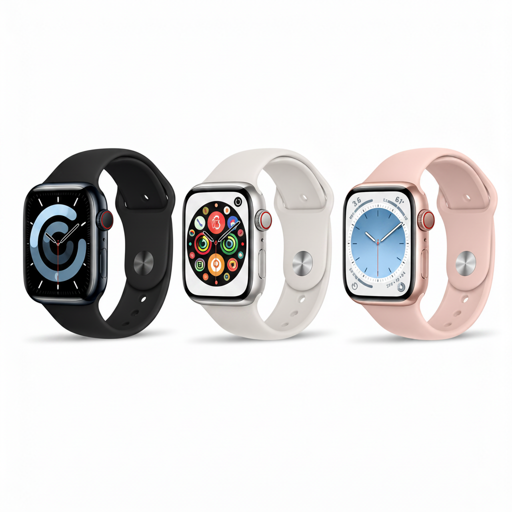 Apple Watch Series 10 GPS + Cellular 42mm,46mm - Rose Gold, Silver, Jet Black  - Aluminum Case with Sport Band Apple