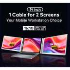 Trion 14-inch 360° trifold portable monitor 1200P IPS FHD Laptop Screen Extender - Grey (AU Version)