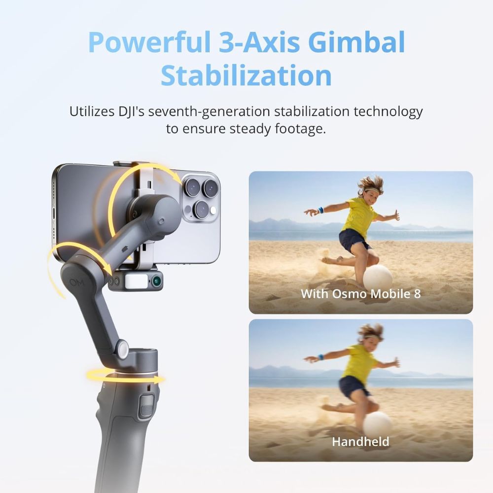DJI Osmo Mobile 8 - 3-Axis Smartphone Gimbal - ActiveTrack, Intelligent Shooting Modes DJI