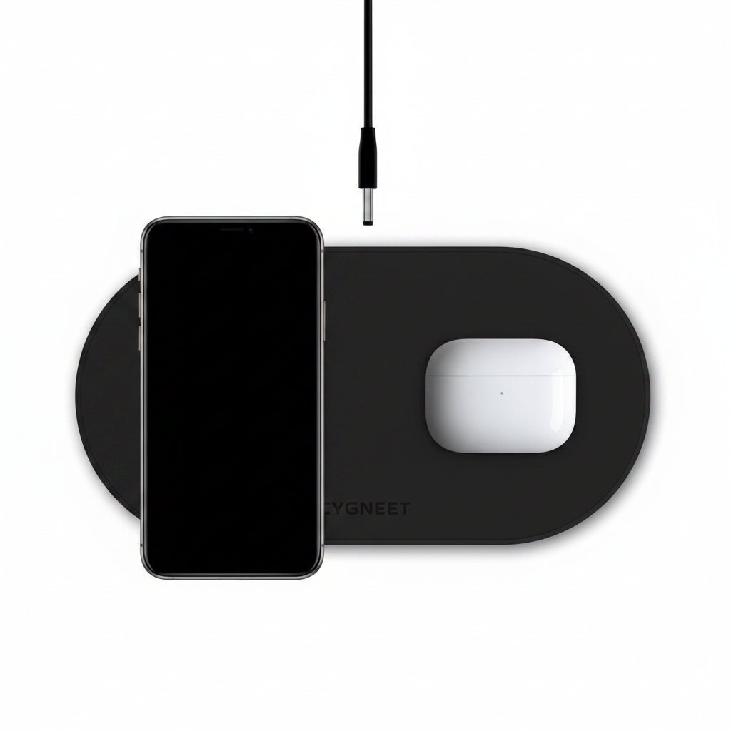 Cygnett TwoFold 20W Dual Wireless Charger - Black - Fast Wireless Charging Pad