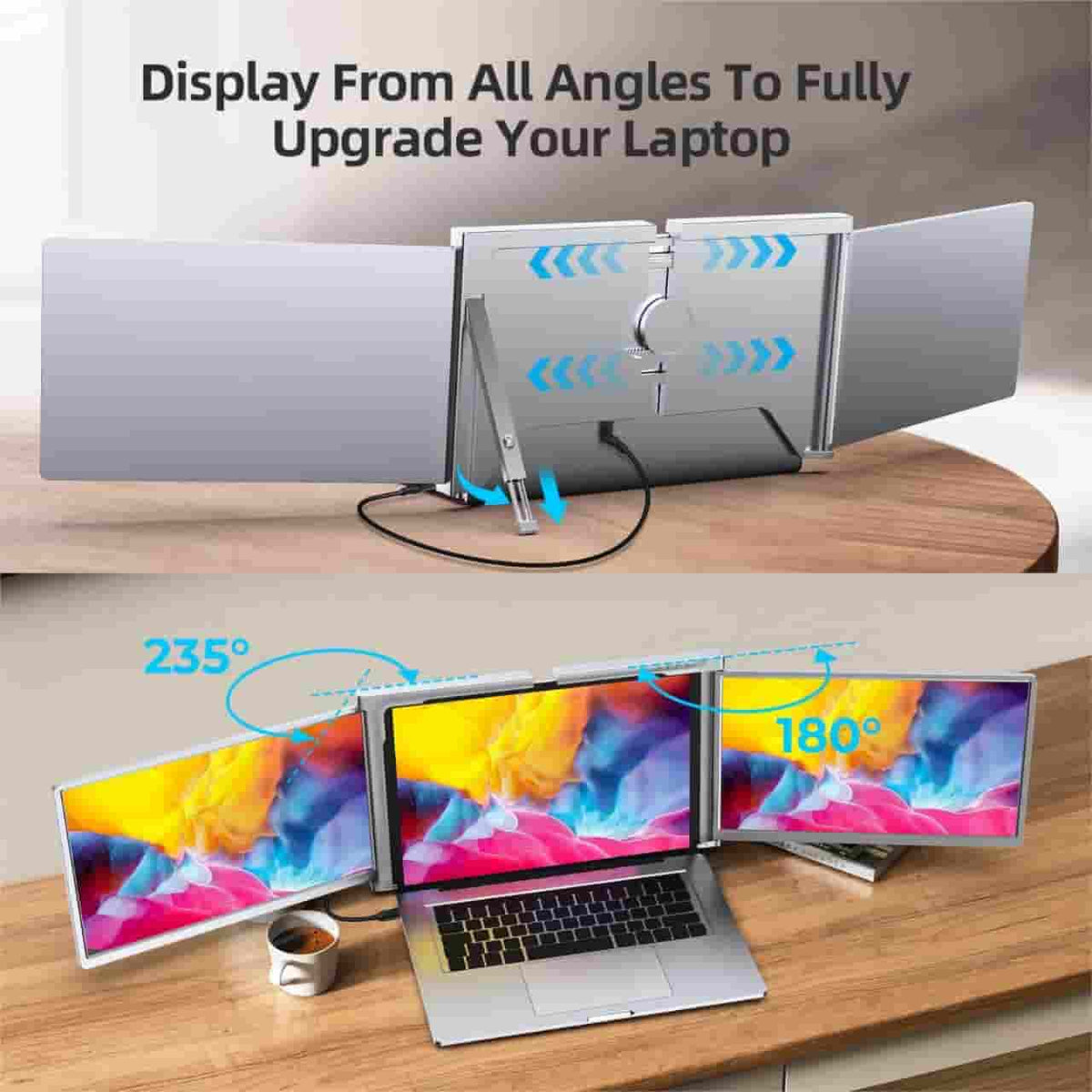 Trion 15 inch Trifold Portable Monitor 1080P IPS FHD Laptop Screen Extender For Laptop - Space Grey ( AU Version )