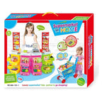 Toy cash register playset for kids featuring lights, music, and a simulated supermarket experience.