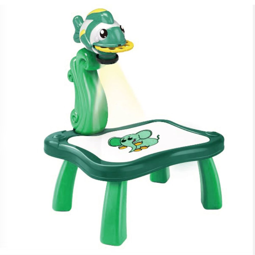 Educational LED Projector Art Table for Kids - Green Dolphin Easel