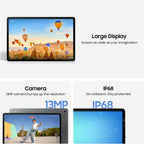 Samsung Galaxy Tab S10 FE+ Wi‑Fi Gray showing Android home screen and One UI interface


