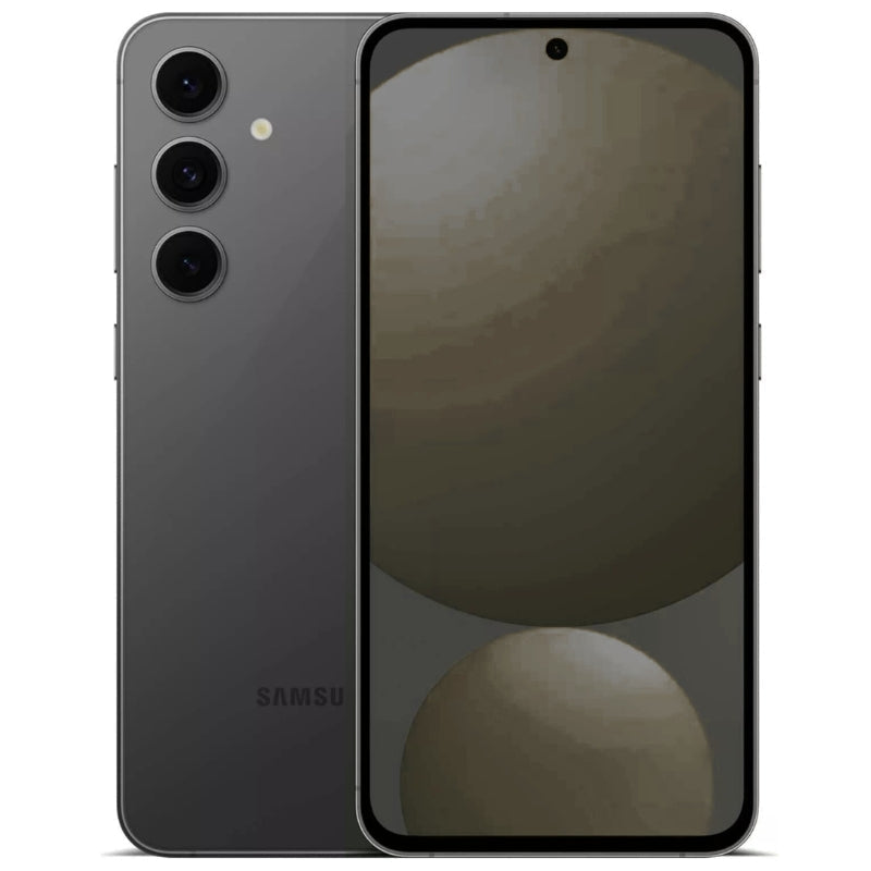 Close‑up of Galaxy S24 FE triple rear cameras emphasizing 50 MP main, 12 MP ultrawide and 8 MP telephoto lenses.