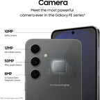 Night cityscape photo displayed on Galaxy S24 FE screen to showcase AI Nightography capabilities.