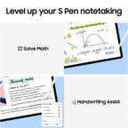 Overhead view of Galaxy Tab S10 FE+, S Pen, USB‑C cable and quick start guide arranged next to retail box.​

