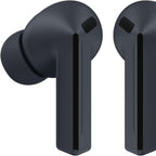 Person wearing Samsung Galaxy Buds3 FE True Wireless Earbuds – Black, demonstrating secure fit and everyday use.