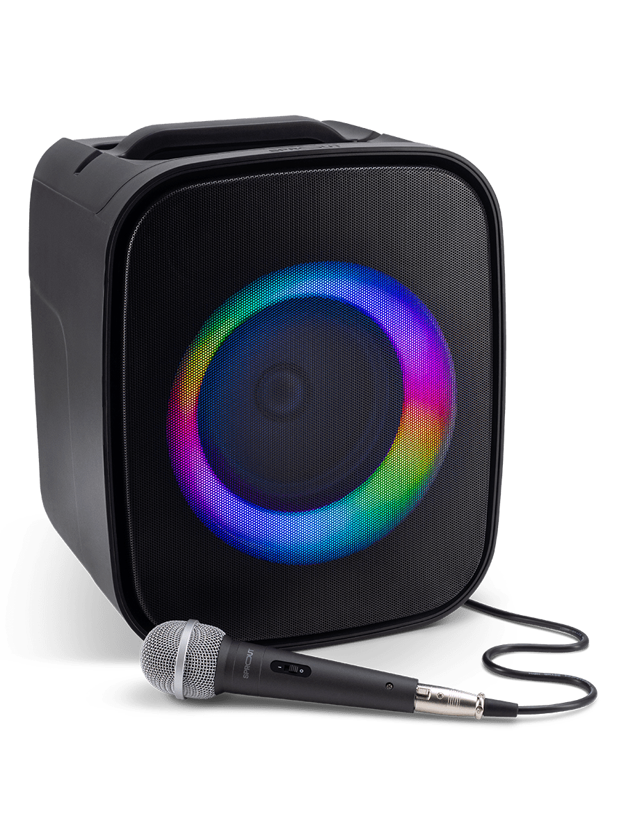 Sprout Soundloop Party Speaker – 60W RMS, LED Light Effects, Microphone & Guitar Inputs – Black  - (AU Version) Box Damage