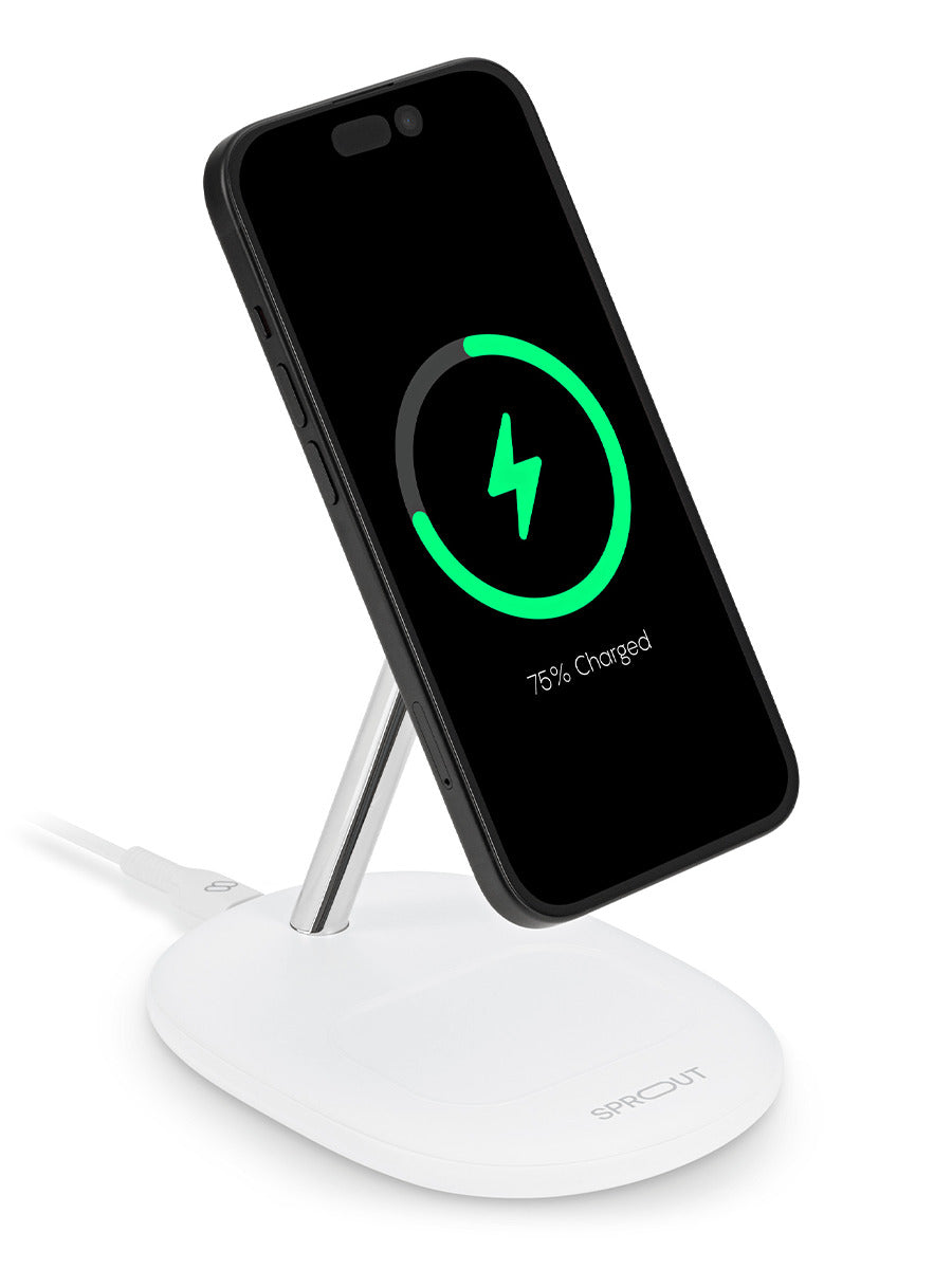 Sprout Qi2 2-in-1 Wireless Charger – White | Fast MagSafe - Pristine - Refurbished - (AU Version) Sprout