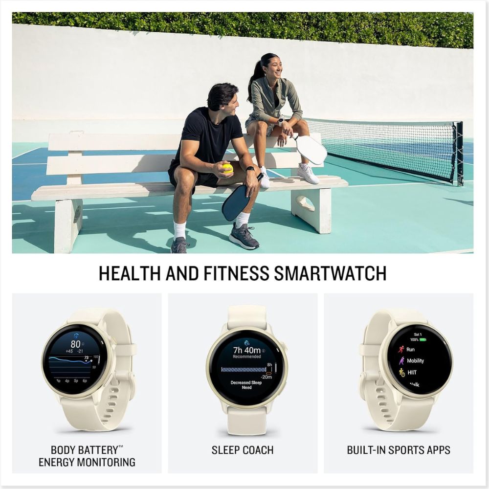 Garmin vivo active 6 GPS Smartwatch, Lunar Gold with Bone Band