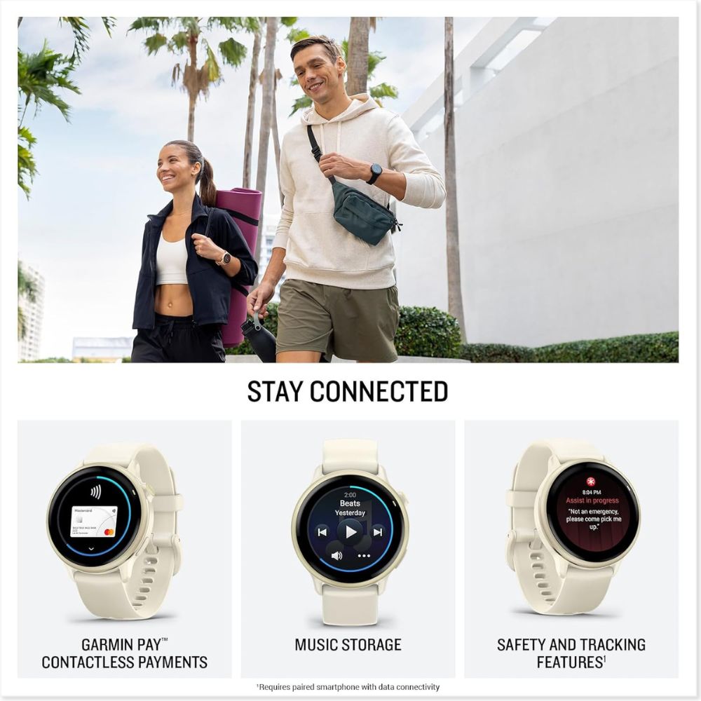 Garmin vivo active 6 GPS Smartwatch, Lunar Gold with Bone Band