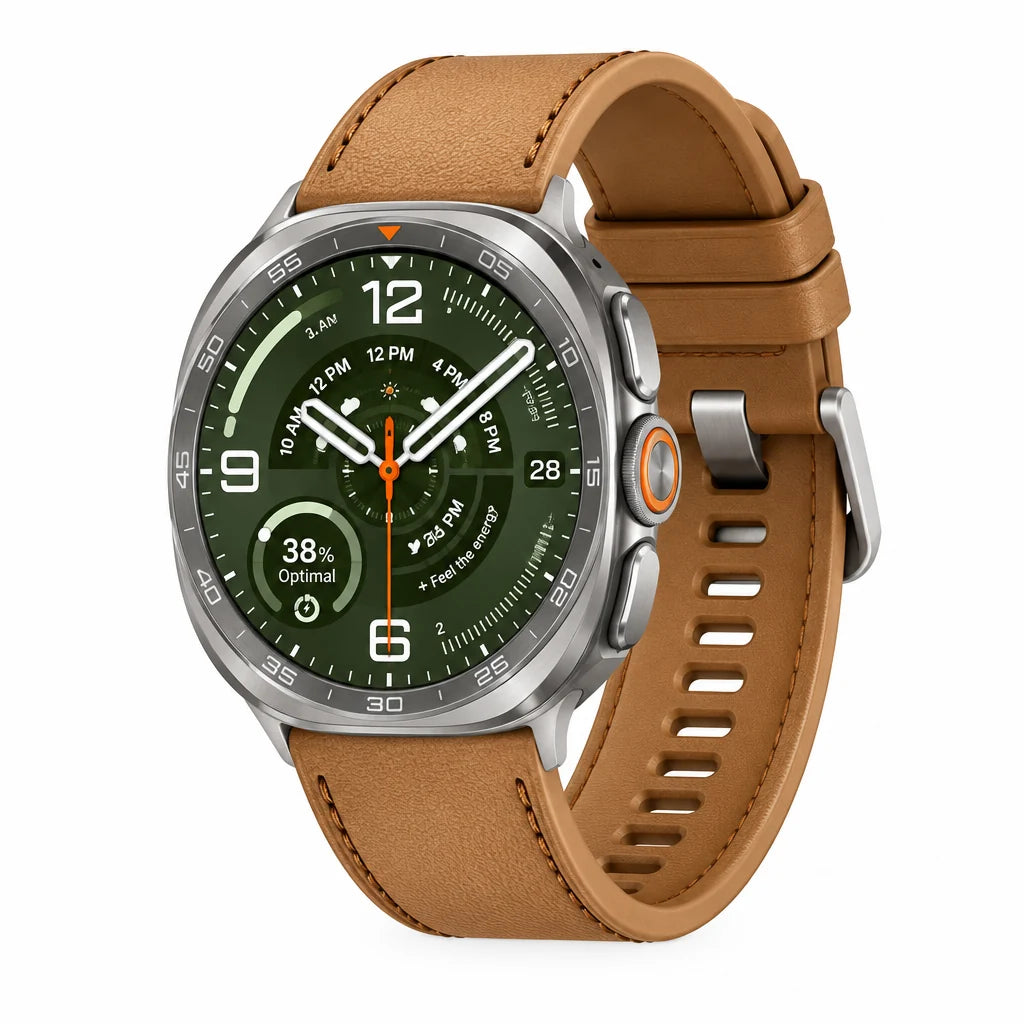 Samsung Galaxy Watch Ultra2 47mm LTE - Titanium Silver ,Titanium Grey - Multiple Band Options - Titanium Silver / PeakForm Band - Camel