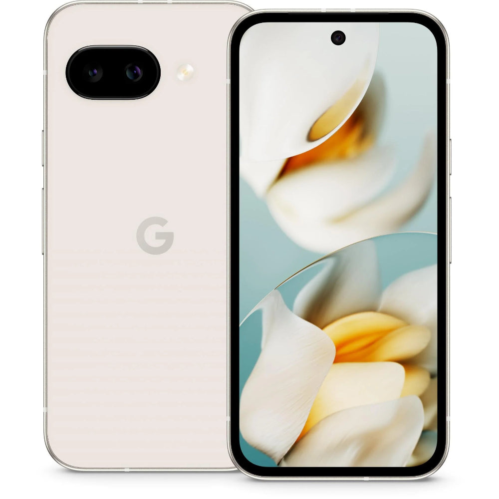 Side profile of Google Pixel 9a showing slim chassis, volume rocker and power button.