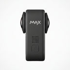 Close-up of GoPro MAX 360 Action Camera Black lenses and status screen

