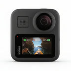 GoPro MAX 360 Action Camera Black with mounting accessories laid out for action setup

