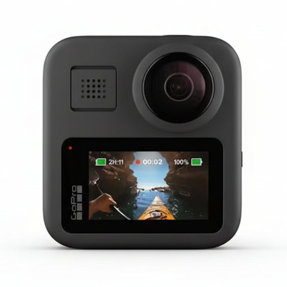 GoPro MAX 360 Action Camera Black with mounting accessories laid out for action setup

