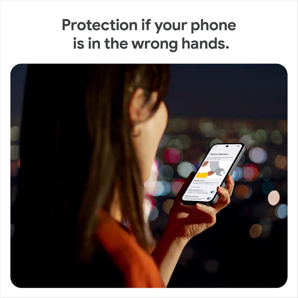 Google Pixel 9a in hand demonstrating compact 6.3‑inch size and one‑handed grip.