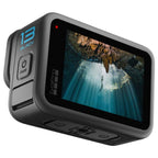 GoPro HERO13 Black showing rear touchscreen interface in use.