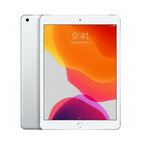 Refurbished iPad 7th Gen (Silver) – front/back split image, clean aluminium back