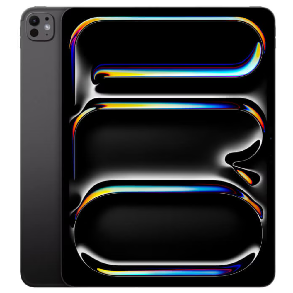 Refurbished unlocked iPad Pro 13-inch 256 GB Space Black — front view with screen on