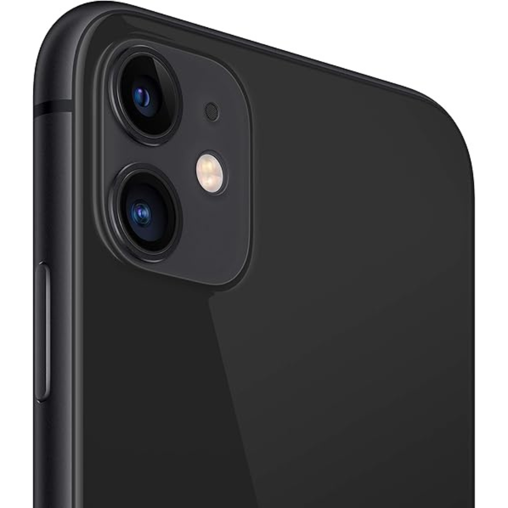 Clean refurbished Black iPhone 11 64GB – angled front view on plain background