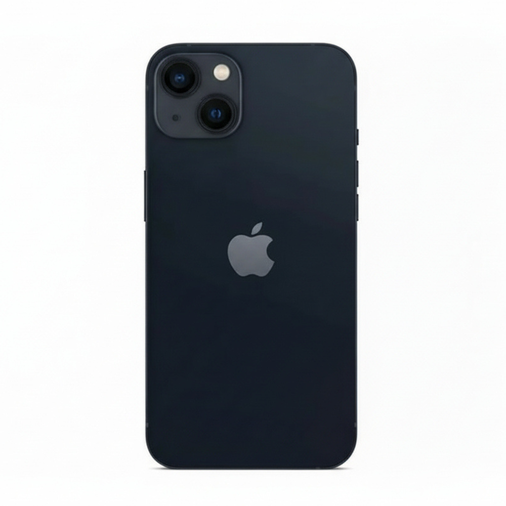 Refurbished iPhone 13 128GB 5G Midnight – front-back composite image on neutral background