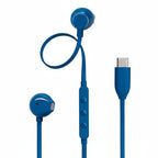 JBL Tune 350C USB-C Wired Earphones  - Black, Blue, Red, White - Blue