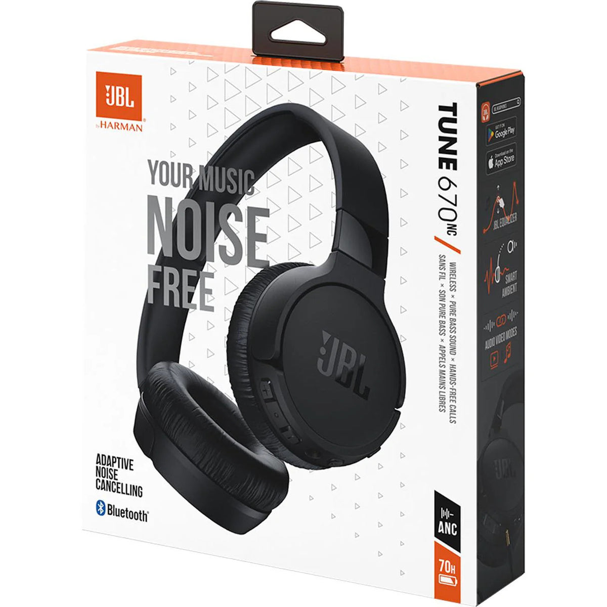JBL Tune 670BTNC Wireless Noise Cancelling Headphones-Black - (AU version)