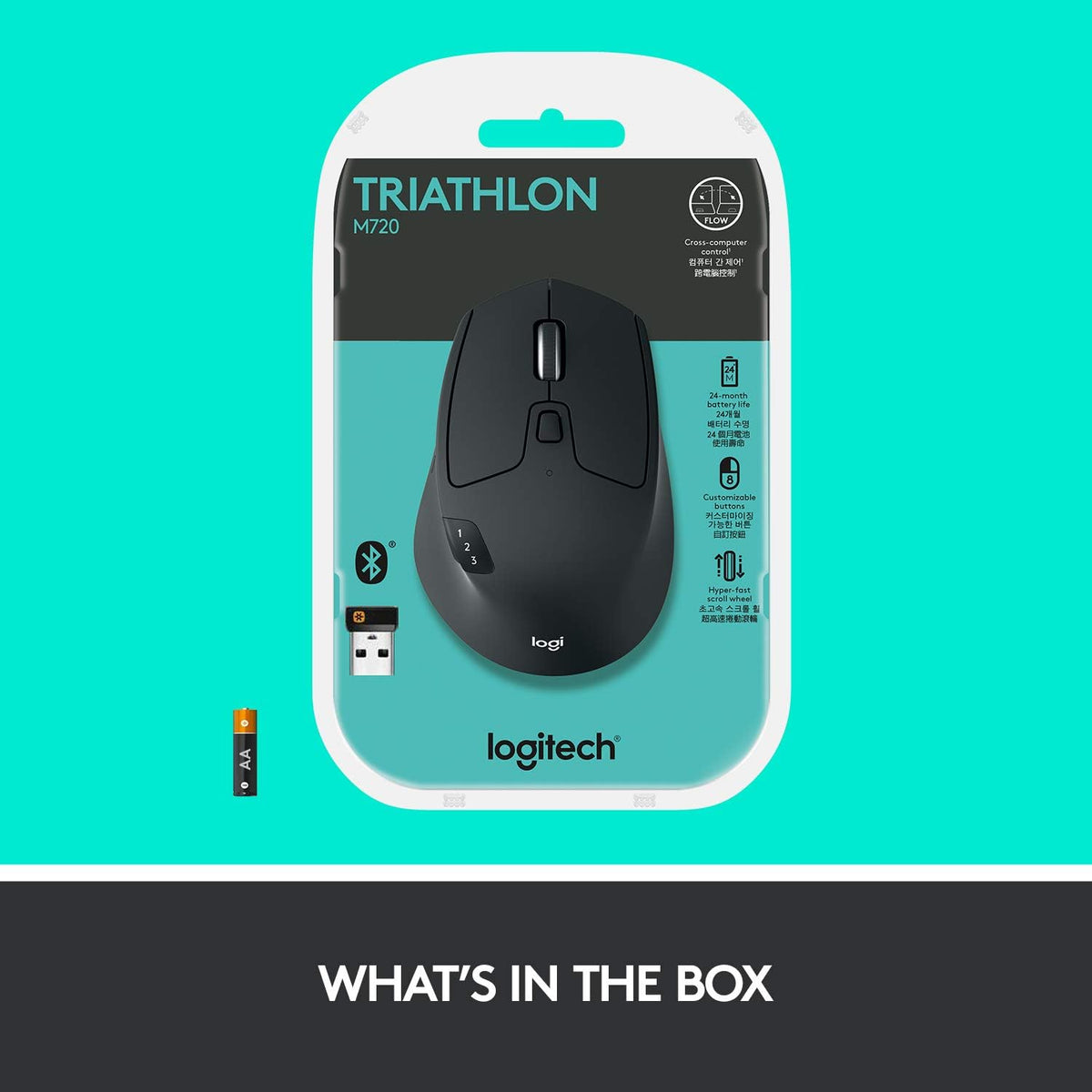 Logitech M720 Triathlon Multi-Device Wireless Mouse - Black