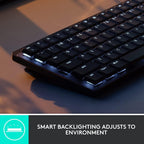 Logitech MX Mechanical Mini Wireless Illuminated Keyboard, Tactile Quiet Switches, Backlit, Bluetooth, USB-C, MacOS, Windows, Linux, iOS, Android - Open Never Used